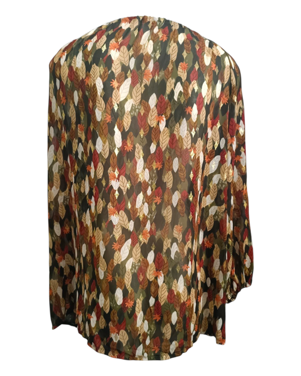 Blouse Marron Motifs Feuillages